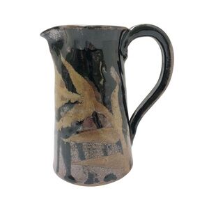 Bill Heyduck | Signed Studio Pottery Black Tan Leaf Pitcher